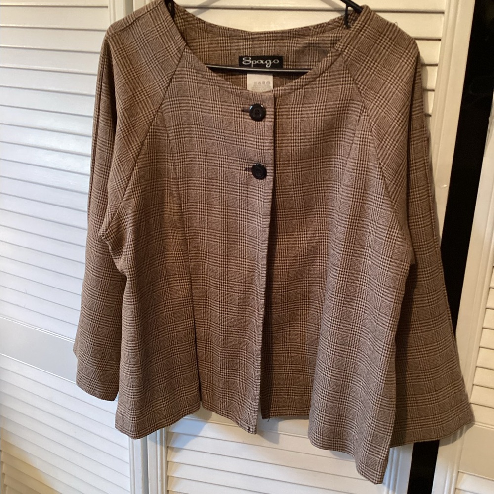 Spago Brown Plaid Jacket size 16,